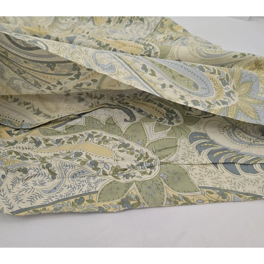 Set (2) POTTERY BARN CAESAREA Pillow Shams Standard Size Pair Blues Greens GUC
